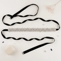 Squisita cintura da sposa con nastro di raso nero e scintillanti strass in argento - Nero con Strass Completi