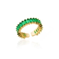 Anillo abierto dorado ajustable con circonitas rectangulares de color verde esmeralda - Dorado/Verde (1)
