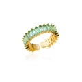 Anillo abierto dorado ajustable con una fila de circonitas verde esmeralda corte baguette - Dorado/Verde Claro (4)
