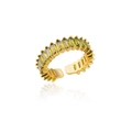 Adjustable gold plated ring featuring rectangular light green zircon stones - Gold/Mint Green (5)