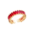 Adjustable gold ring with rectangular red cubic zirconia stones in a minimalist design - Gold/Red (6)