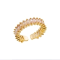 Gold adjustable open ring with pavé set rectangular pale pink zircon crystals - Gold/Light Pink (9)