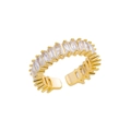 Minimalist adjustable open ring in gold finish with micro-paved rectangular zircons - Gold/Clear (11)