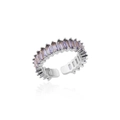Silver open ring with micro-paved lavender baguette-cut cubic zirconia crystals - Silver/Purple (13)