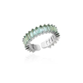 Silver adjustable open ring with emerald-cut light blue cubic zirconia stones - Silver/Mint Green (15)