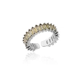 Silver adjustable ring featuring channel-set baguette cut yellow gemstones - Silver/Bright Yellow (16)