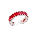 Adjustable silver ring featuring rectangle-cut red zircon stones in a sleek open design - Silver/Red (17)