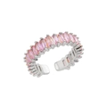 Silver open ring featuring rectangle pink cubic zirconia stones in a claw setting - Silver/Pink (18)