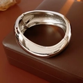 Minimalist wide silver cuff bracelet with mirror-polished finish and spring hinge closure - Chunky Polished (13# Silver)