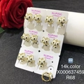 Set of six pairs of cute cat-themed earrings in 14k gold color on Xuping jewelry cards - 14K Gold Plated Cartoon Cat Earrings Set