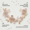Detail of handmade rose gold bridal hair combs with pearls and clear rhinestones - Gold Leaf Pearl