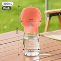 Pink 300ml portable pet water bottle for dogs with transparent body and bowl - 300ml Waterer / Pink
