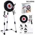 Kids target stand set with throwing axes and star darts for indoor and outdoor play - 40CM Round Target + Stand / Black and White