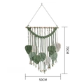 Bohemian woven tapestry with green leaf tassels and wooden beads 50x70cm wall decor - 50x70cm Green Series
