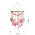 Pink and white feather macrame wall hanging with wooden beads, 50x70cm size - 50x70cm Pink