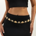 Cadena corporal de hip-hop dorada con dijes de conchas y estrellas de mar en vestido - Estilo Marino Estrella de Mar(02081) / Dorado