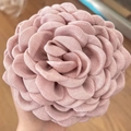 Elegant dusty pink multi-layer fabric flower hair claw clip with linen texture - 12cm Gray-pink (recommended)