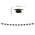 Detail of glitter graduation cap banner with dimensions 5.90x2.55 inches for party decor - Mortarboard Garland With Gold Tassel / Black Gold