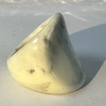 Macro detail of geometric acrylic ring showing beige marble texture and smooth finish - White(32355)