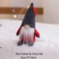 Ciondolo gnomo di Natale in velluto rosso con cappello grigio e barba bianca 8x14cm - Velluto Rosso Cappello Grigio 14cm