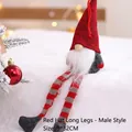 Christmas plush male gnome with red knit hat and long striped legs, size 9x32cm - Red Hat Long Legs - Male