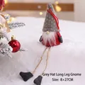 Christmas gnome doll with long legs and a grey knitted hat for holiday decor - Grey Hat Long Legs 14cm