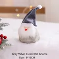 Handmade grey Christmas gnome with plush tall hat and white beard, size 8x16cm - Grey Velvet Curved Hat 16cm