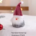 Christmas gnome plush ornament with red velvet hat and grey felt body 8x16cm - Red Velvet Curved Hat 16cm