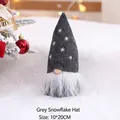 Christmas gnome plush ornament with grey snowflake hat and white beard, size 10x20cm - Grey Snowflake Hat 20cm