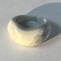 Simple white acrylic resin ring with grey marble pattern - Beige(32356)