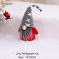 Christmas gnome plush with grey star hat and red body, holiday decoration size 14x25cm - Grey Star Hat 14cm