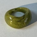 Chunky minimalist olive green acrylic ring featuring a smooth marble texture and oval shape - Green(32356)
