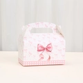 Rosa Geschenkbox mit Schleifenmuster und Griff für Süßigkeiten und Partygebäck-Geschenke - 16x9x9cm / Rosa (A035-2)