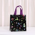 Christmas non-woven gift bag with colorful laser print of reindeer and snowflakes - Santa Claus and HO (5803-1) / 23x22x11