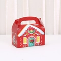 Scatola regalo di Natale a forma di casetta di pan di zenzero con manico per dolci - Stile 3 Rosso Casetta Pan di Zenzero (A032-3) / 16x9x9cm