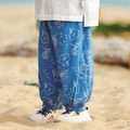 Completo estivo per bambini con pantaloni antizanzare blu stampati e top bianco leggero - Palace Blue (pre-ordine) / 80cm