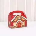 Scatola regalo rossa a forma di casetta di pan di zenzero con manico per dolci natalizi - Stile 1 Rosso Casetta Pan di Zenzero (A032-1) / 16x9x9cm