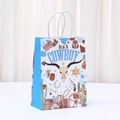 Sac cadeau thème cowboy avec motifs de cactus et de crâne et poignées blanches - Style Shérif Cow-boy Côté Bleu (544-1) / 21*15*8cm