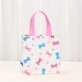 Pink ribbon and heart pattern on non-woven gift bag with durable pink handles - White Bowknot Heart Style (9045-6) / 20x20x9cm