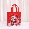Sacchetto regalo di Natale rosso in TNT con stampa di renne e manici resistenti - Stile Renna (5041-1) / 23x22x11cm