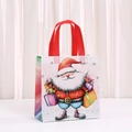 Christmas Santa non-woven tote bag with colorful gift illustration and red handles - Hand-painted Santa Claus with Colorful Gift Boxes (5042-2) / 23*22*11