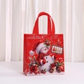 Dettaglio della borsa regalo di Natale con pupazzo di neve e manici rossi resistenti - Stile Pupazzo di Neve e Albero di Natale (5041-3) / 23x22x11cm