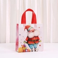 Christmas Santa Claus non-woven gift tote bag with red handles and festive cartoon print - Q Version Santa Claus with Pink Stripes (5042-1) / 23*22*11