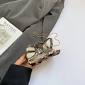 Mini silver mirror crossbody bag with built-in makeup mirror and gold chain strap - Gunmetal