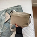Versatile beige nylon crossbody bag with pleated texture and adjustable strap - Off-white