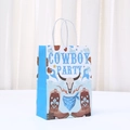 Denim cowboy party gift bag with boots and cow skull design on white paper bag - Cowboy Party Classic Combo Style (544-3) / 21*15*8cm