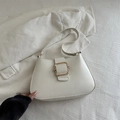 Borsa sottobraccio bianca minimalista in pelle PU con fibbia dorata decorativa - Bianco