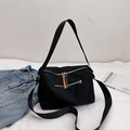 Black large capacity shoulder messenger bag with orange pullers and nylon strap - Black