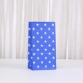 Dark blue paper gift bag with white star pattern and zigzag edge on white surface - Blue Bottom White Star Style (846-3) / 24*13*8