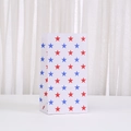 Standing white paper gift bag with red and blue star prints and side fold detail - White Bottom Red Blue Star Style (846-1) / 24*13*8
